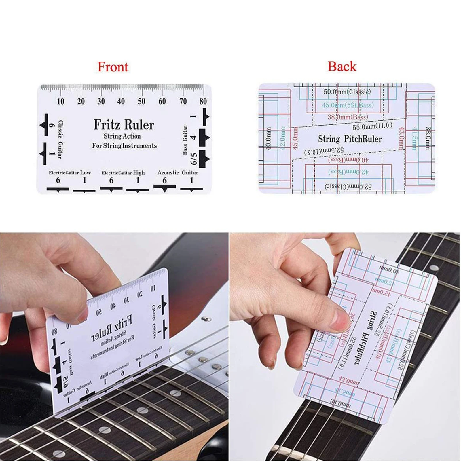 

420mm Straight Edge Measuring String Action Ruler Acoustic Guitar Luthiers Stainless Steel Portable Neck Notched Gauge Tool