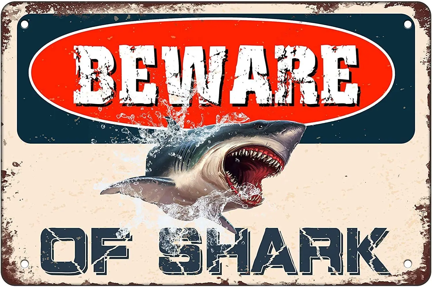 

Beware of Shark Retro;Tin Sign Wall Retro Metal Bar Pub Poster Metal 11.87.9in