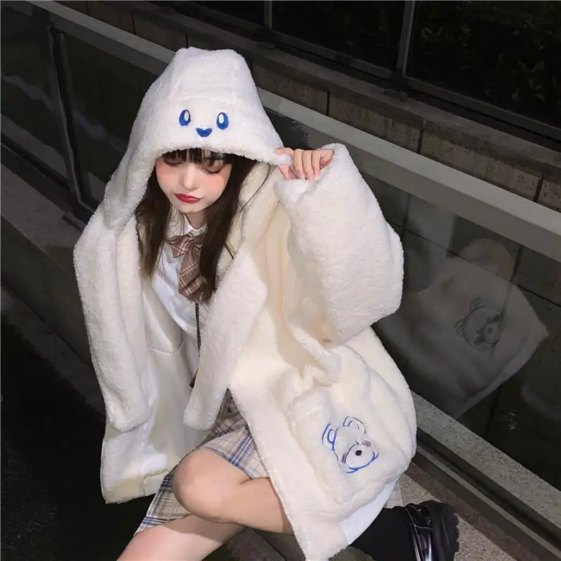 

Cute 2021 Bear Hoodie Women Funny Oversized Korean Female Sweatshirt Long Sleeve High Street Hoodie Streetwear Autumn Tops Women