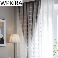 cartoon dots white tulle double grey beige blackout curtain for girls princess bedroom lovely modern kids window drapes zh217e