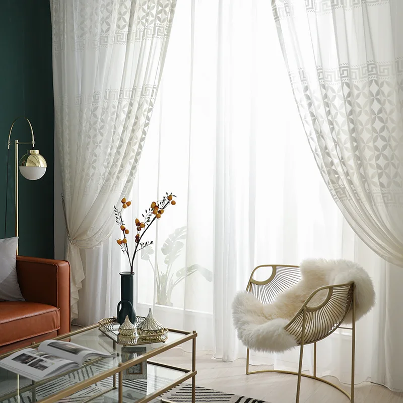 Светильник роскошный современный простой хлопок вышивка экран занавес на окна