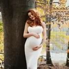 Платье для беременных с открытыми плечами эластичное трикотажное длинное платье русалки для беременных женщин для фотосъемки