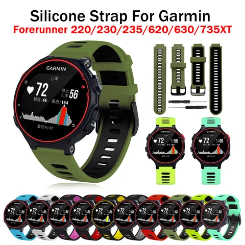 Ремешок для часов Garmin Forerunner 735XT 735/220/230/235/620/630, мягкий силиконовый сменный смарт-браслет