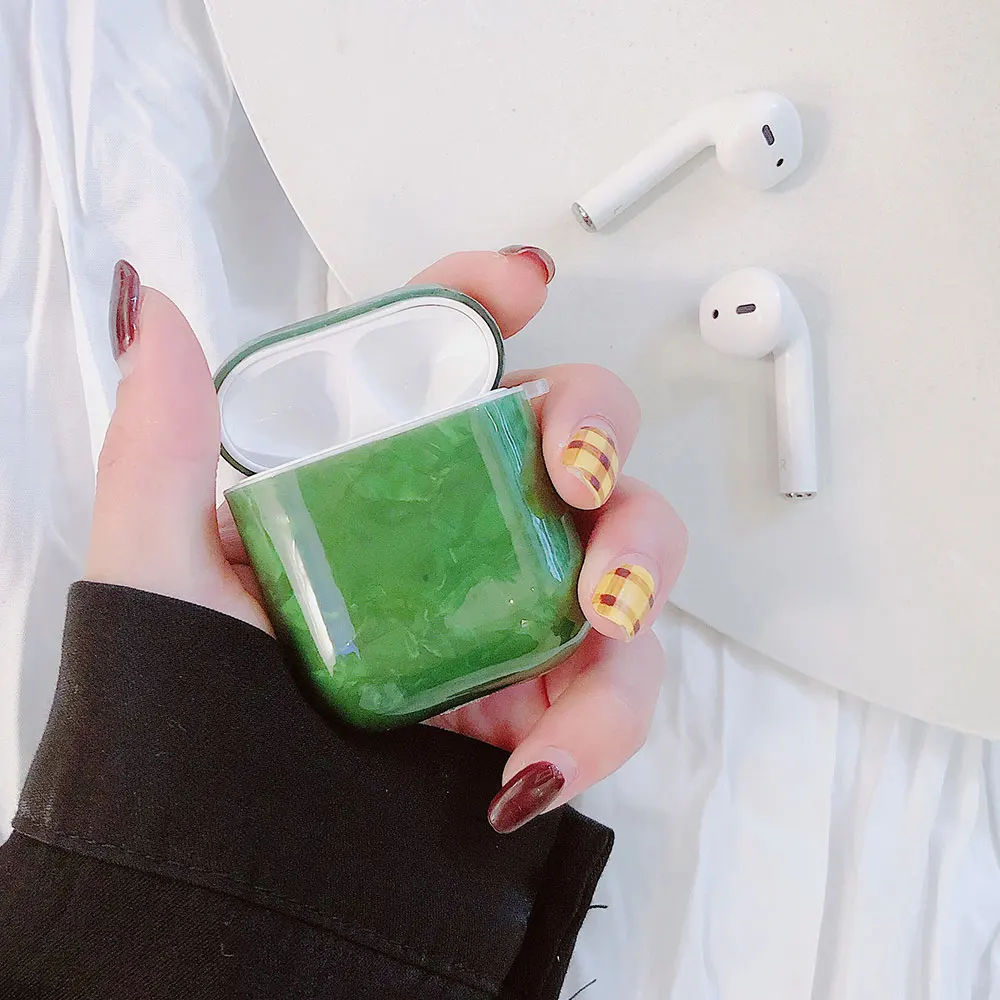 Ударопрочный Bluetooth наушники чехол для AirPods роскошный мраморный узор IMD Защита Apple