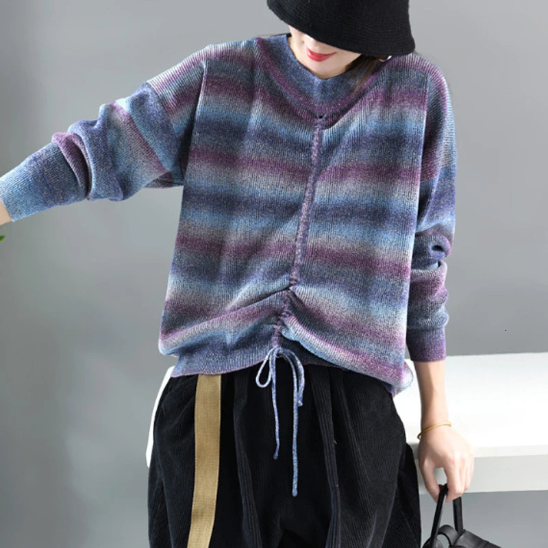 Max LuLu 2019 Модные женские пуловеры в Корейском стиле панк зимний теплый полосатый
