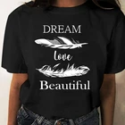 Женская футболка с коротким рукавом и принтом в виде перьев, в стиле 90-х