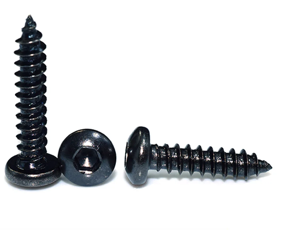 Самонарезающие болты с шестигранной головкой M2 полукруглые черные