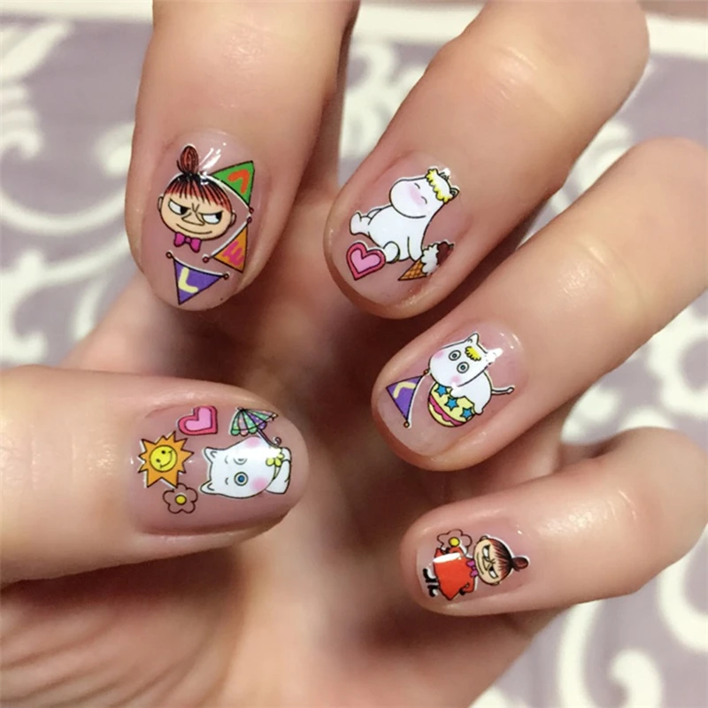 4 листа/уп подходит для дома DIY Применение Kawaii Гель лак ногтей наклейки в поли