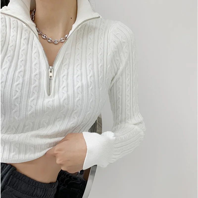 

WOMENGAGA полусапожки на молнии с высоким воротником с длинными рукавами вязаный свитер с высоким воротником для женщин корейские Узкие одното...