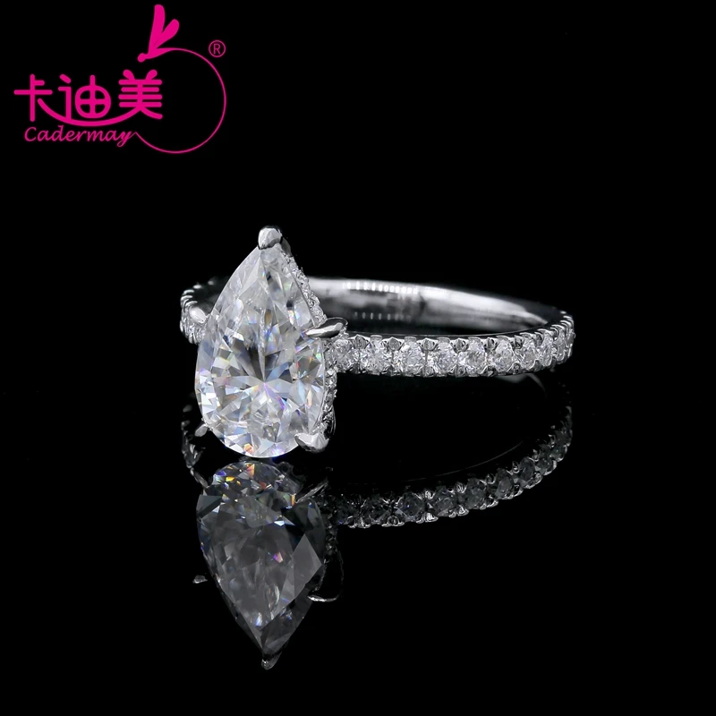 CADERMAY 3ct Pear Moissanite Diamond Silver925 Ring Wholesale Price Trendy Claws Setting Engagement Wedding Band |