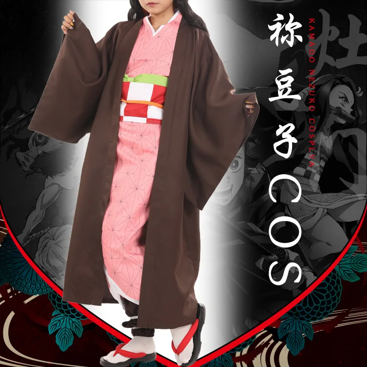 Аниме! Demon Slayer: Kimetsu no Yaiba Kamado Nezuko симпатичное кимоно Униформа карнавальный костюм