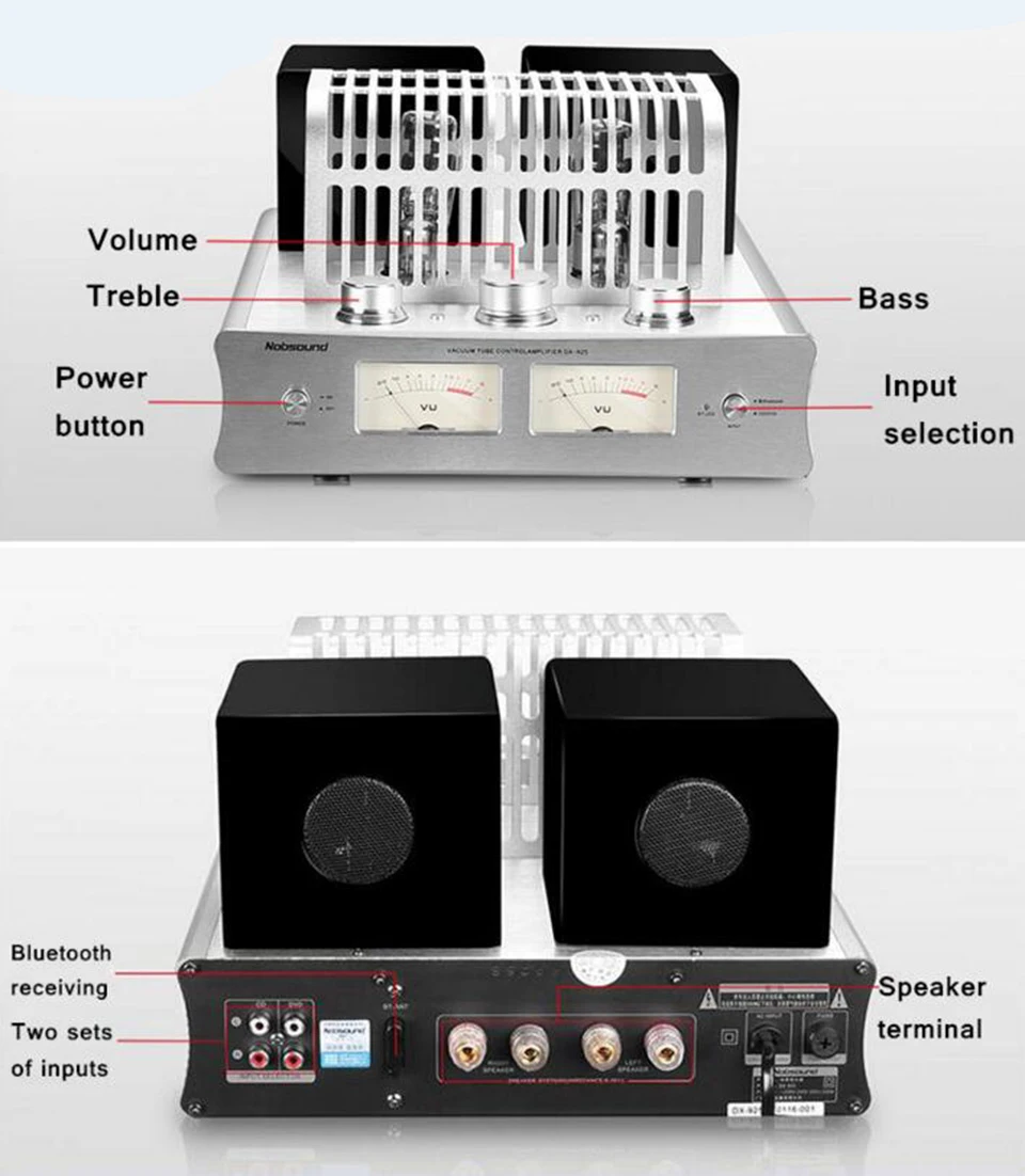 Nobsound DX-925 HiFi усилитель мощности электронный ламповый усилитель Bluetooth усилитель HiFi Гибридный одноконцевый усилитель мощности класса A