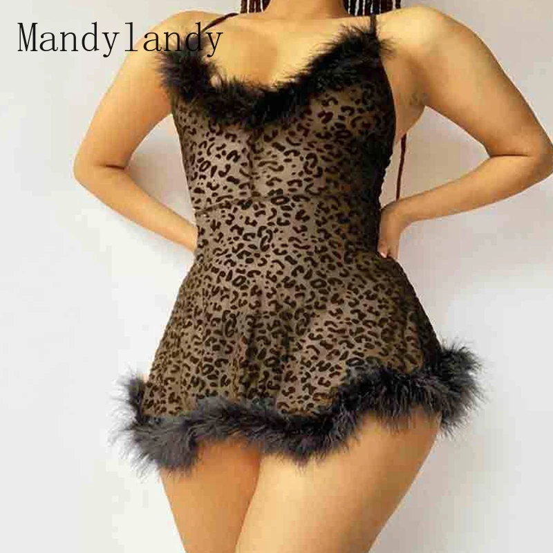 

Ночная сорочка Mandylandy, экзотическая ночная рубашка, одежда для сна, экзотические платья с леопардовым принтом, платье с потертостями и блест...