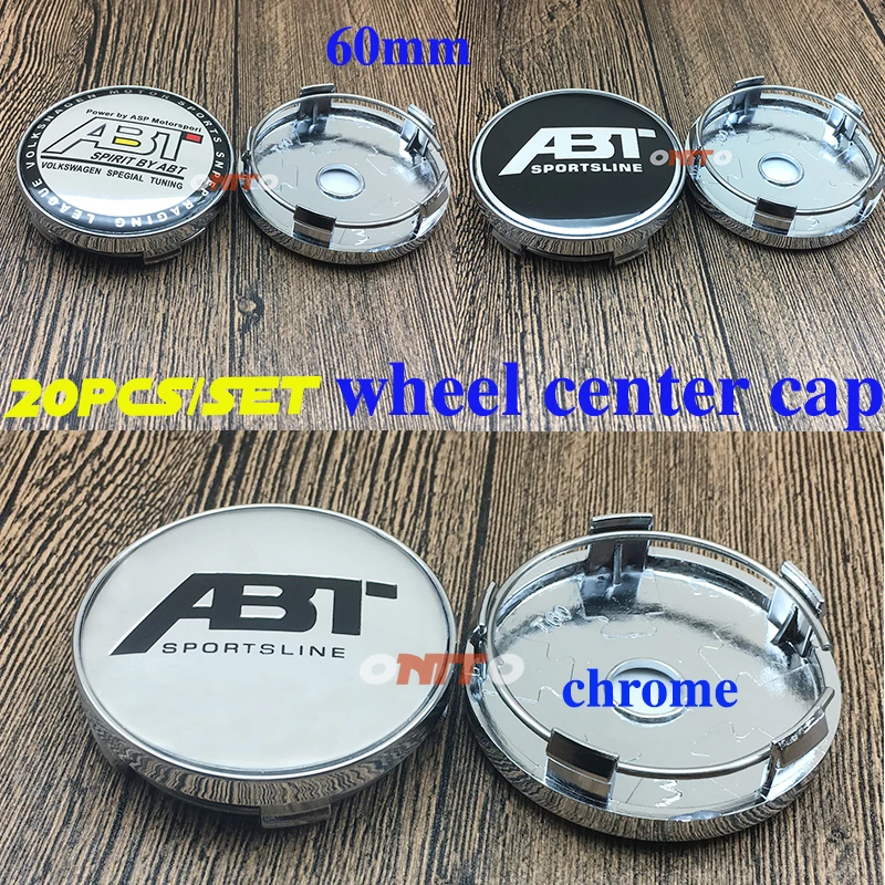 

HOT SALE Car Styling Wheel Center Cap Rim Cover 60mm 2.36" 20PC Accessorie Chrome Wheel Cap Hub Cap for ABT logo Emblem Decal