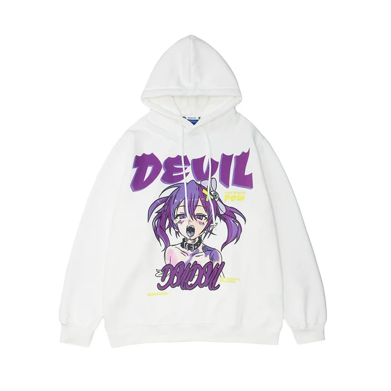 

KIOVNO Men Hip Hop Fleece Sweatshirts Hoodies 2021 Cartoon Printed Streetwear Pullover Hoodies For Male Oversized