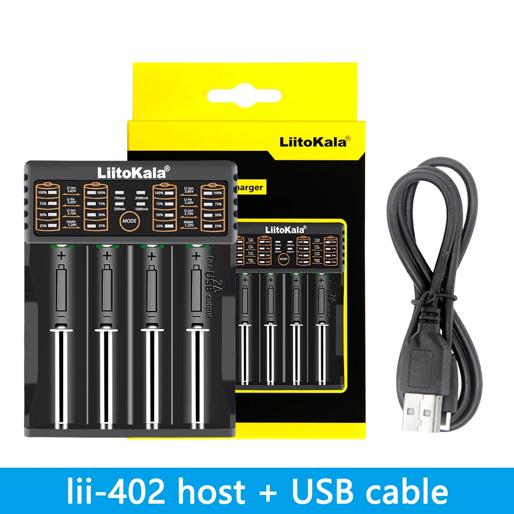 

New LiitoKala Lii-402 Lii-S2 Lii-S4 18650 caricabatteria per 26650 16340 RCR123 LiFePO4 3.7V/batteria ricaricabile Ni-MH 1.2V