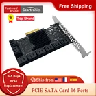 PCIE SATA карта 16 портов 6 ГБ SATA 3,0 PCIe карта, PCIe на SATA контроллер расширения карты, X4 PCI Слоты поддержка 16 SATA 3,0 устройств