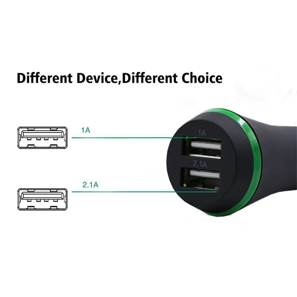 Автомобильное зарядное устройство с двумя боковыми портами USB 2 порта