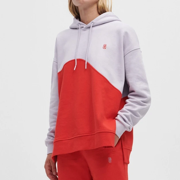 

Женская толстовка с длинным рукавом, хлопковая толстовка контрастных цветов с волнистыми вставками, Осень-зима 2021