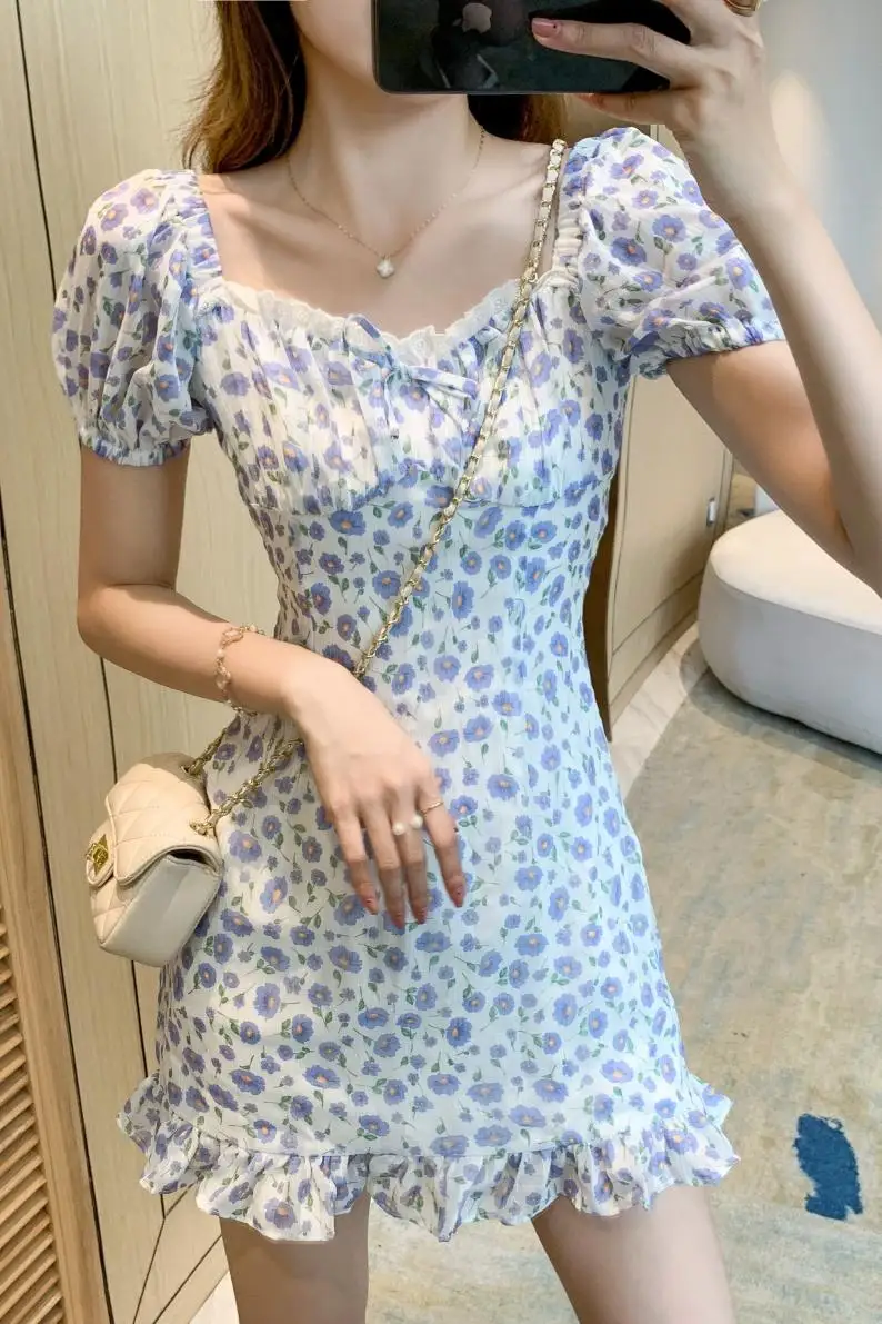 

COIGARSAM Cute Floral Print Women dress New Summer Dresses 2195