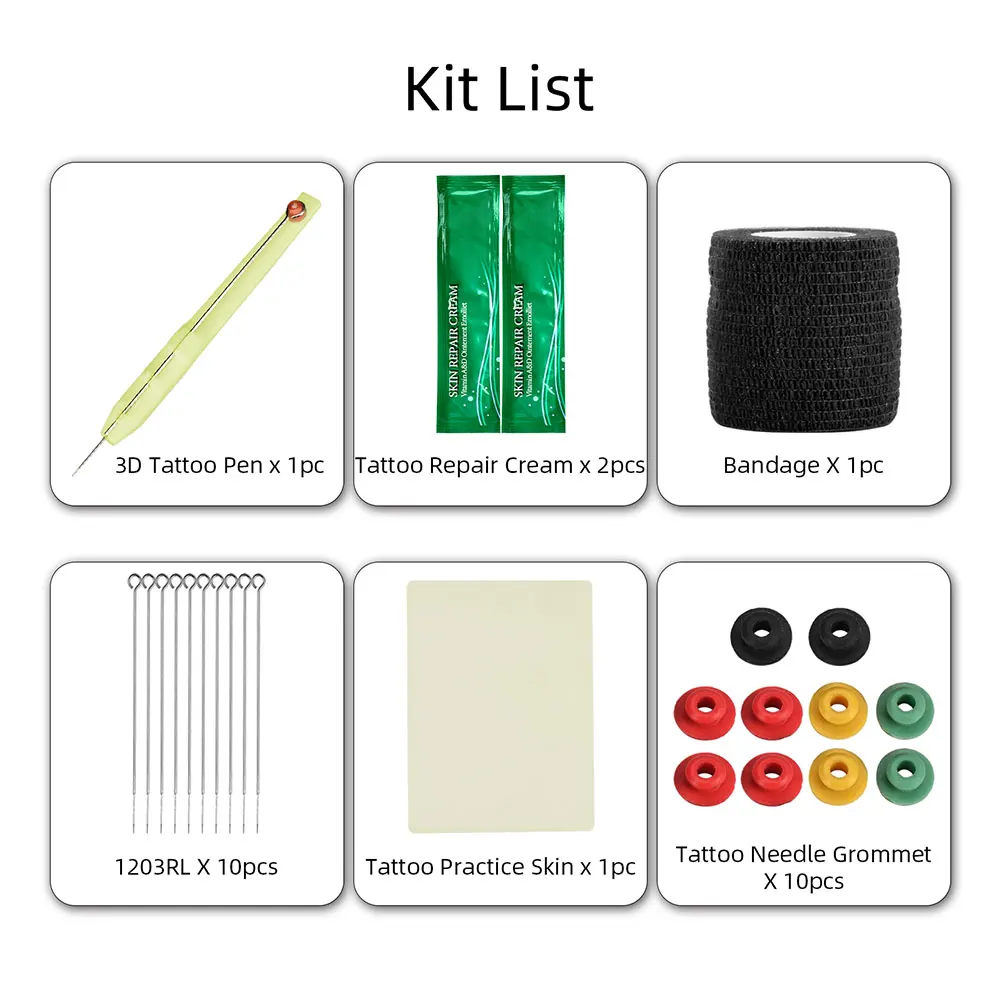 

Complete Tattoo Kit Tattoo Machines Tattoo Kit Hand Poke Stick DIY Tattoo Bandage Needles Set 9RL for Artists Beginners