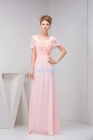 free shipping 2018 new design hot seller cap sleeve custom sizecolor gown handmade flowers pink plus size bridesmaid dresses