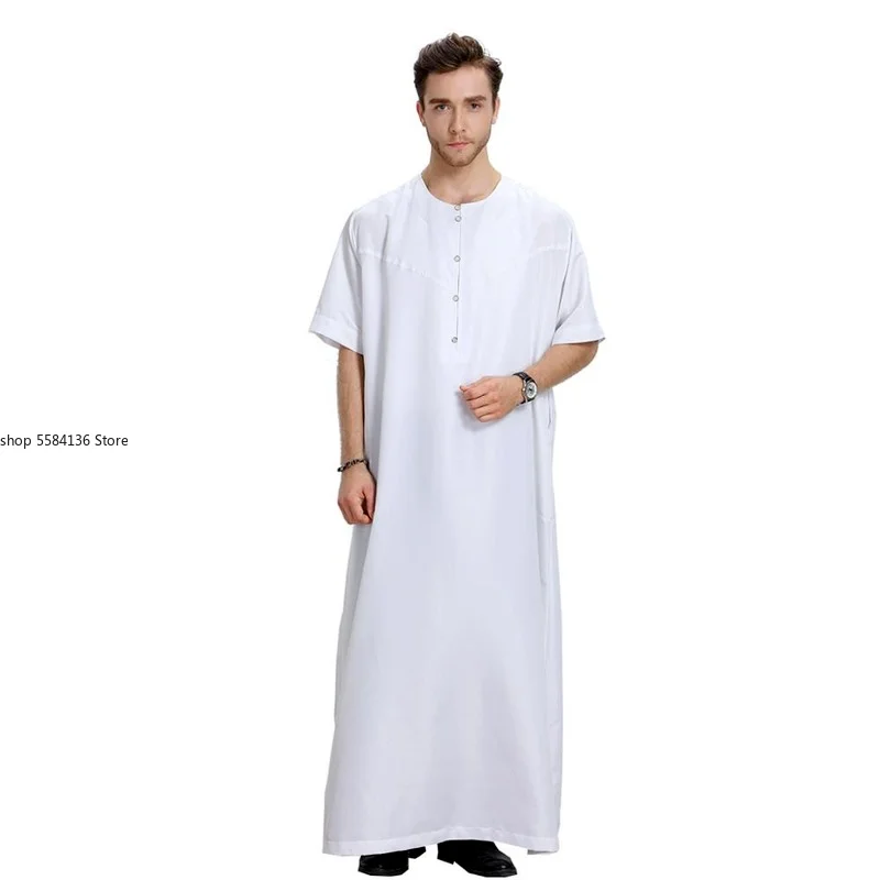 Summer Abayas Eid Musulman De Mode Homme Man Abaya Muslim Dress Robe Saudi Arabia Kleding Mannen Kaftan Oman Islam Clothing
