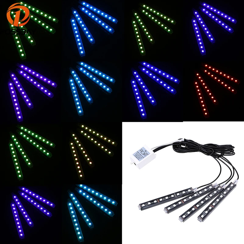 

Светодиодная лента POSSBAY с пультом дистанционного управления RGB для салона автомобиля, декоративная лампа с USB, цветной беспроводной пульт уп...
