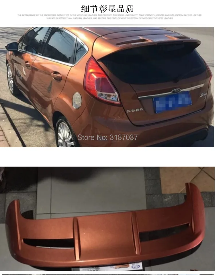 Для Ford Fiesta спойлер 2009 2013 ABS пластиковый Неокрашенный цвет задний на крышу крыло