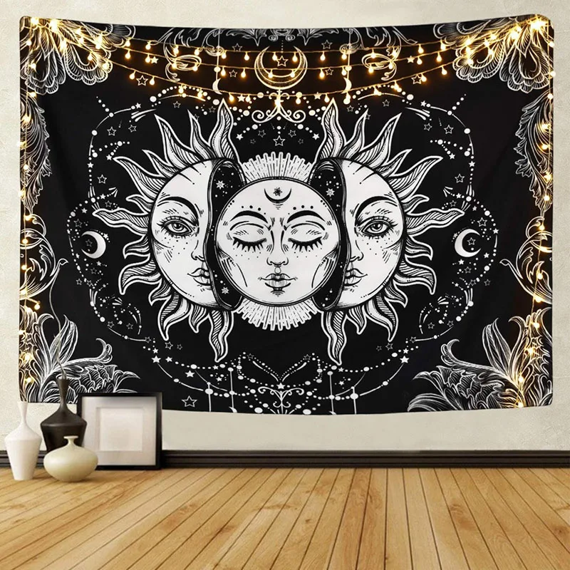 

Skull King Meditating In Flowers Moon Tapestry Mandala Carpet Hippie Divination Tarot Cat Ouija Witchcraft Wall Hanging Blanket