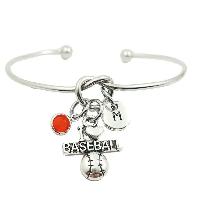 Я люблю бейсбольную творческую инициальную букву монограмму камень талисман