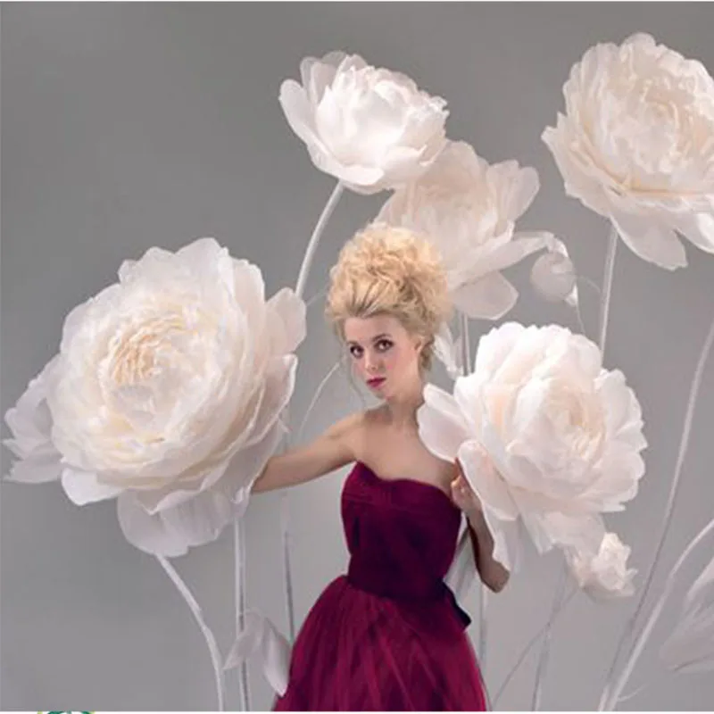 Большие бумажные цветы пиона свадебное украшение головка цветка розы оправа