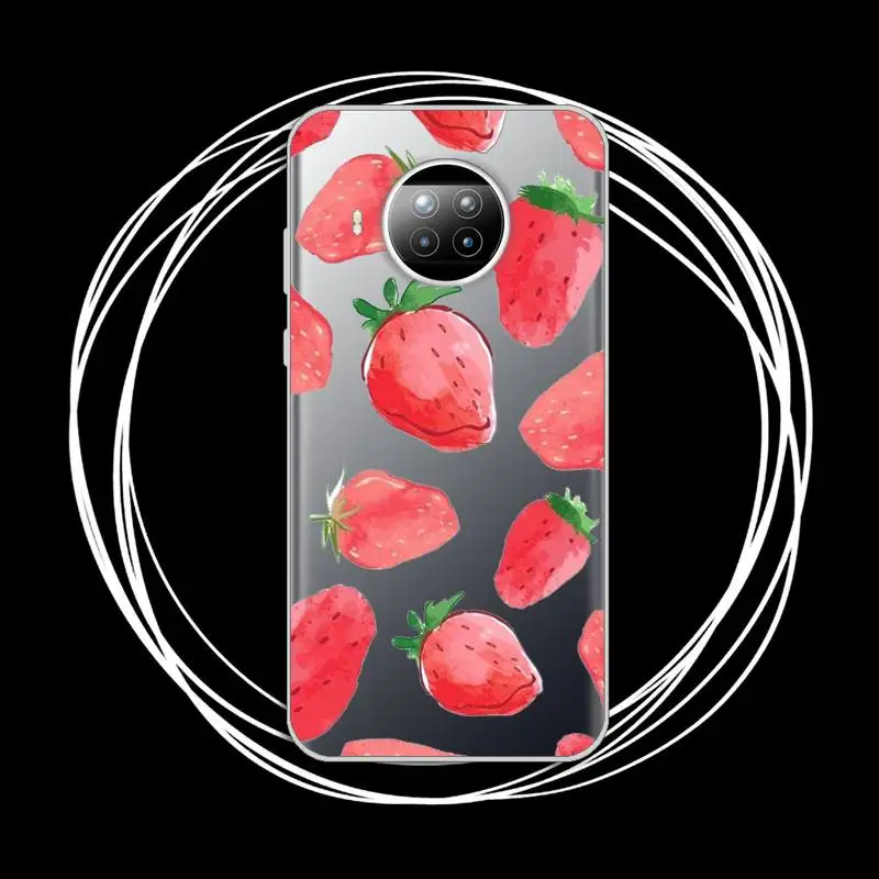 

Pink strawberry fruit Phone Case Transparent for Xiaomi Redmi note 10 t 8 9 pro lite 11