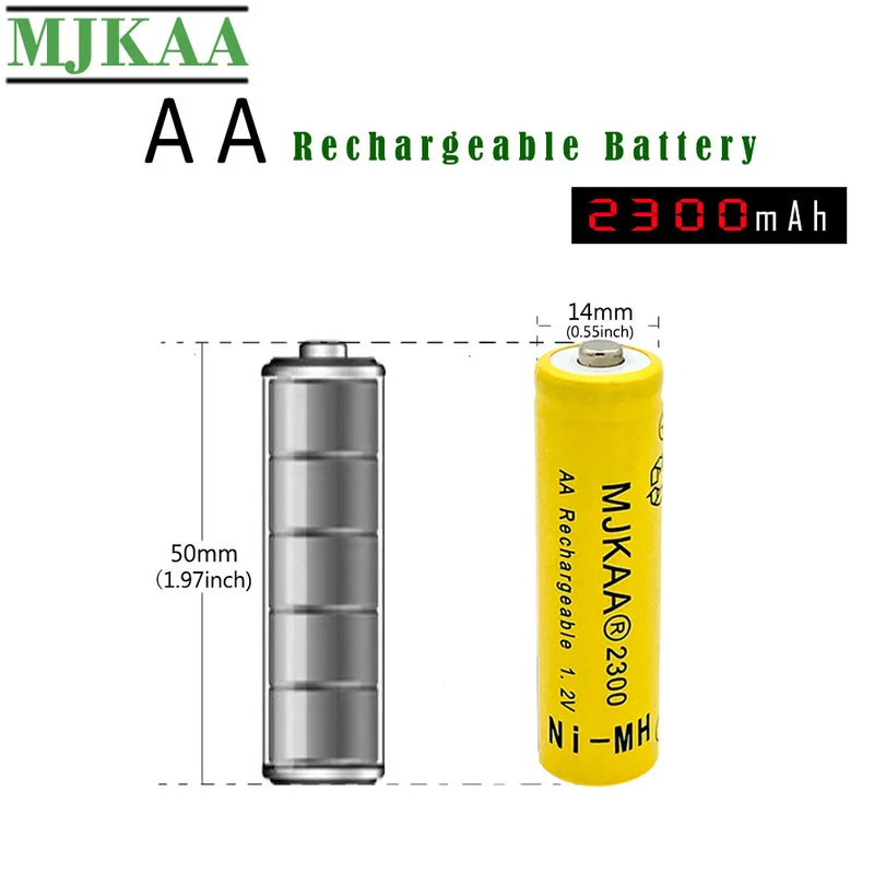 MJKAA 10 шт 2300mAh 1 2 V Ni MH аккумуляторная батарея высокого качества 2A перезаряженные