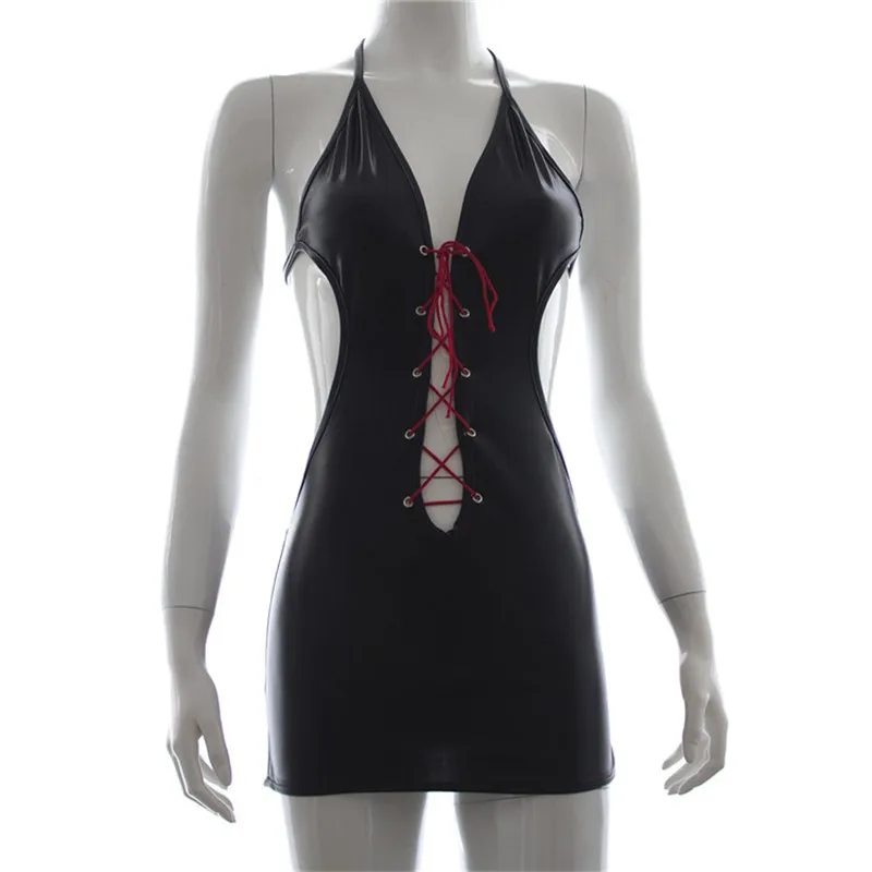 Женский пикантный комплект для стриптиза из лакированной кожи бюстгальтер с