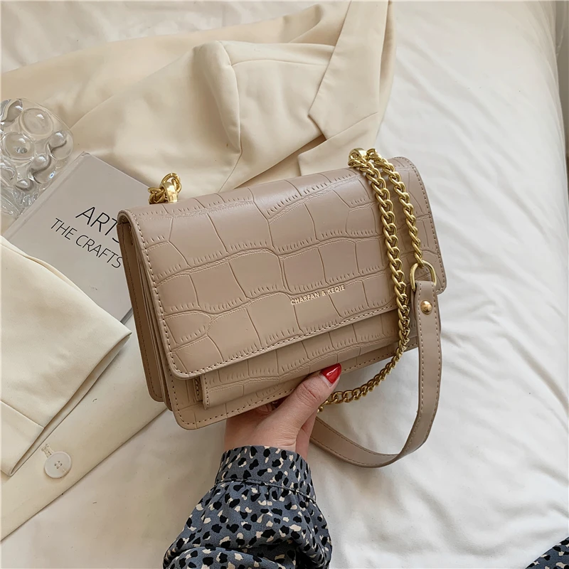 

Зимние 2021 винтажные маленькие сумки через плечо с цепочкой и крокодиловым узором для женщин, брендовые дизайнерские дамские сумочки с клап...