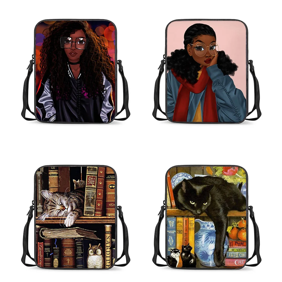 HYCOOL женские сумки-мессенджеры, милые очки, сумки через плечо с красивым принтом для дам, подростков, детей, школьная сумка для книг