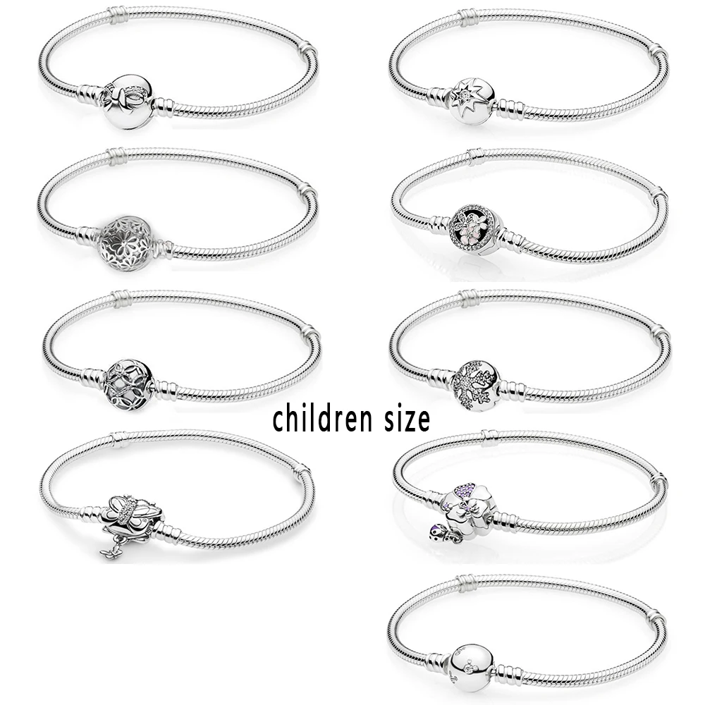 

2019 NEW 100% 925 Sterling Silver Lovely Bracelet Rose Gold Clear CZ Charm Bead Fit Small Girl DIY Jewelry Send Blessing Gift