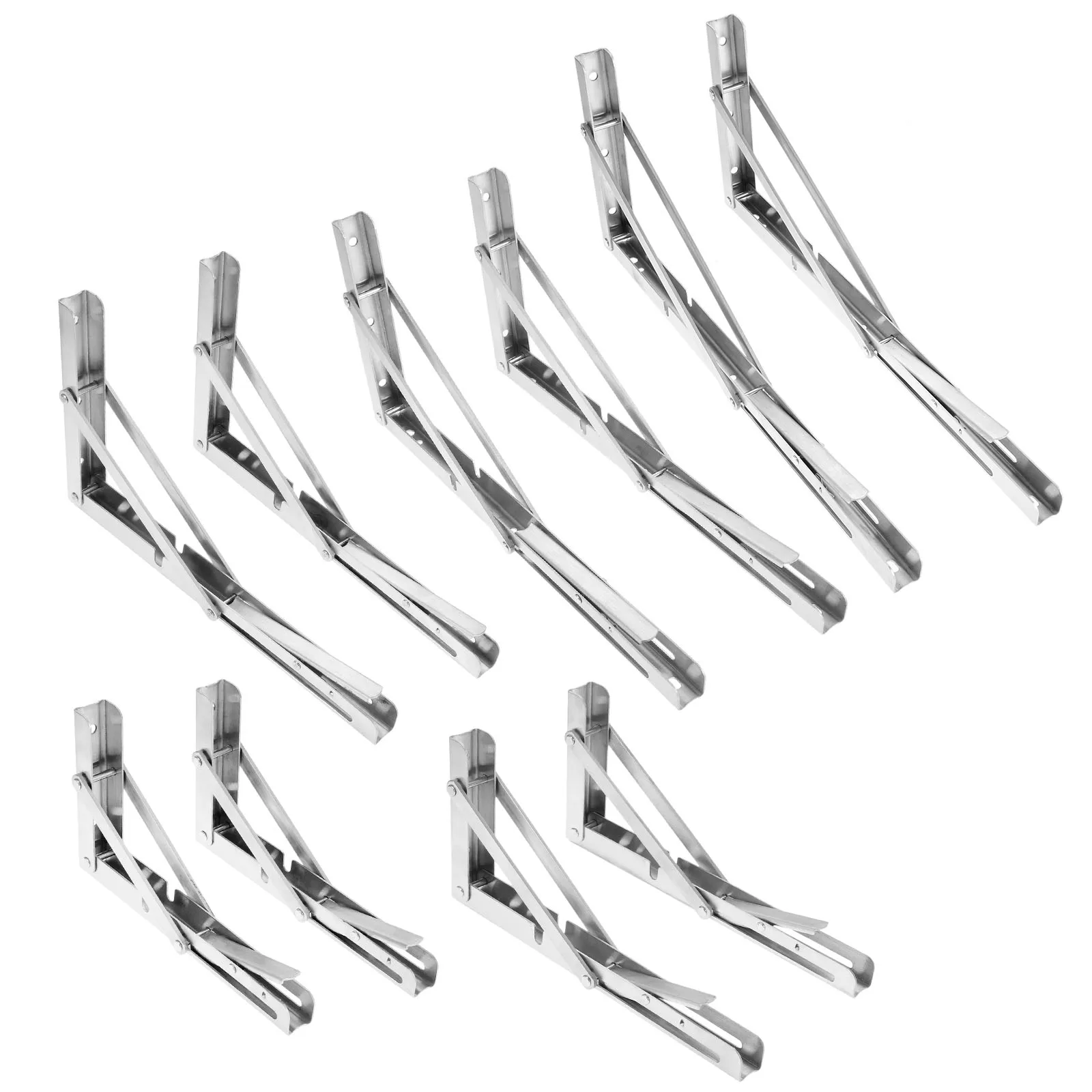 

2Pcs Stainless Steel Folding Stand Table Bracket Shelf Bench 200KG Load Heavy Wall Bookshelf Exhibition Stand Space Saving