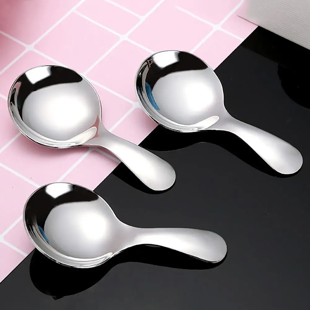 

new Stainless Steel Short Handle Ice Cream Spoon Salt Spice Condiment Scoop