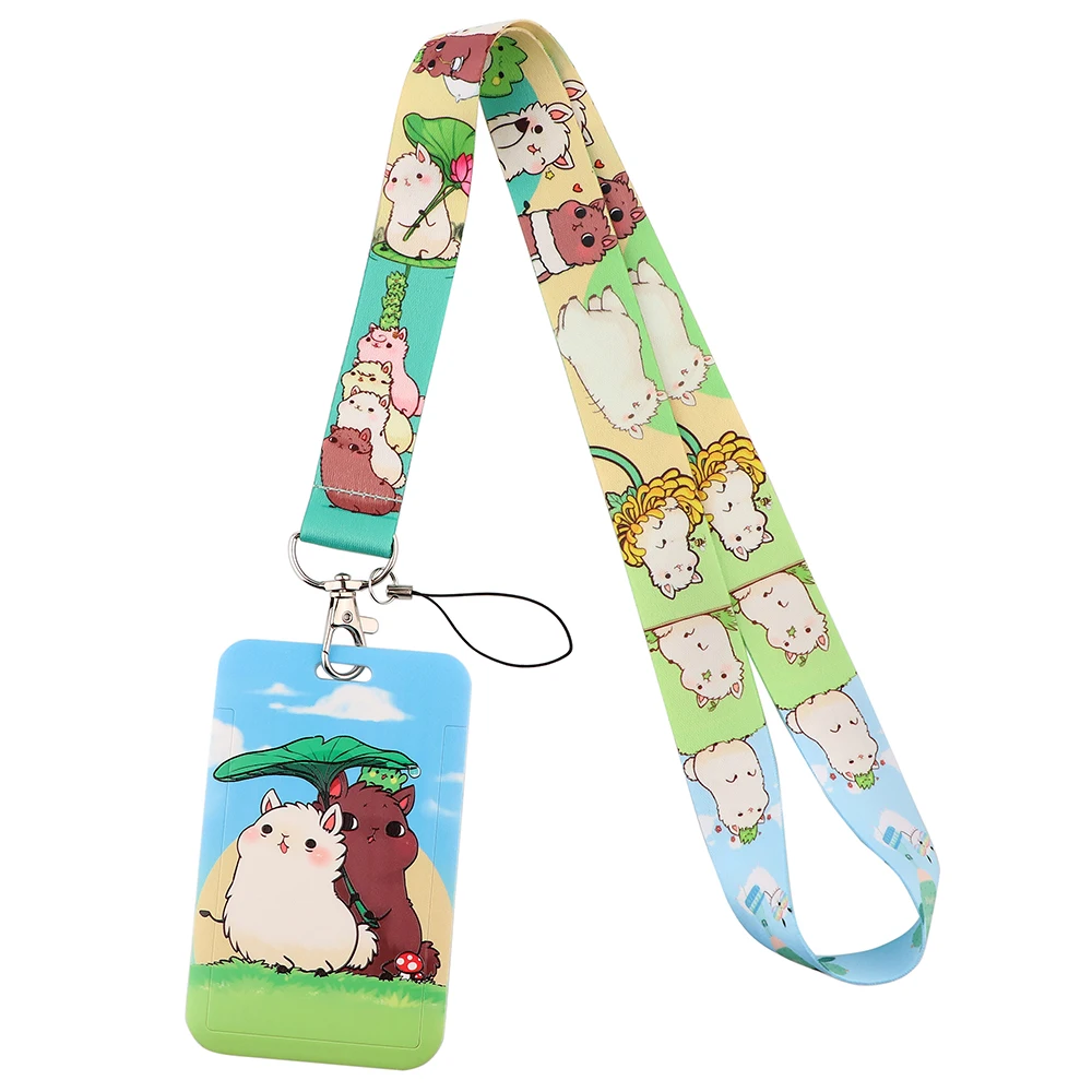 

CB1266 Lanyard Anime Cute Alpaca Cartoon Animal Neck Strap Key Lanyard ID Card Gym Phone with USB ID Holder DIY Lanyards