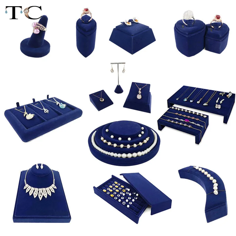 Синяя серия ювелирных изделий стенд ожерелье держатель кольцо Организатор