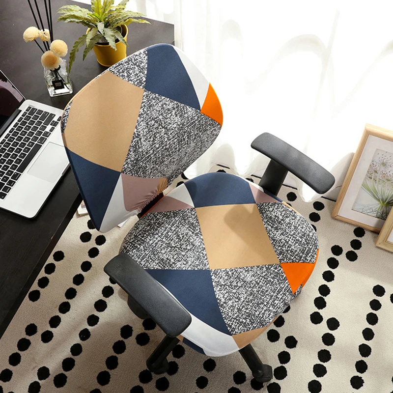 

Split Office Chair Cover Computer Elastic Stool Covers Thicken Solid Color Armchair Seat Case Universal Anti-dust Armchair Cover