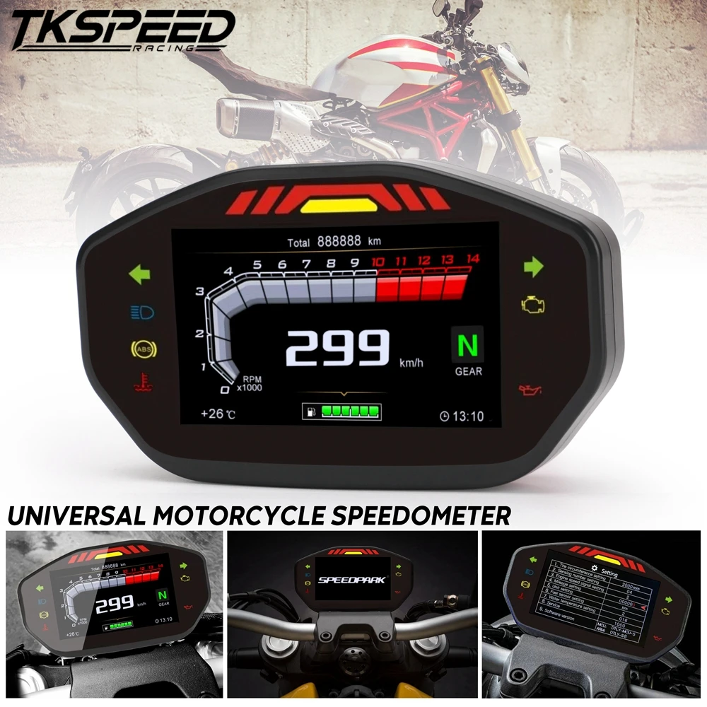 Универсальный цифровой спидометр для мотоцикла с ЖК дисплеем TFT 14000 об/мин 6