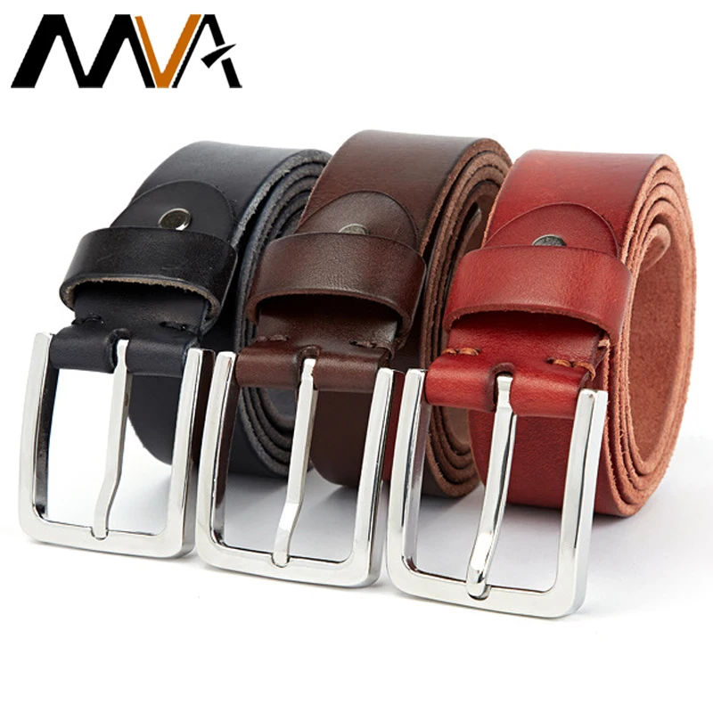 MVA Men's Leather Belt Male Waistband Cowhide Leather Men's Belt For Men Belts Pouch Luxury Designer Male Belts Buckle For Jeans