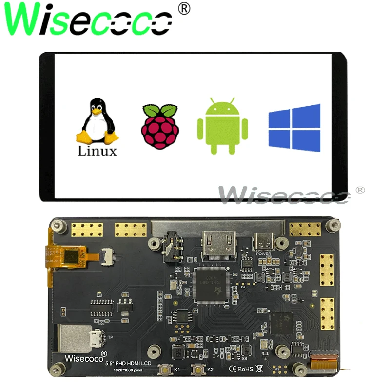 Монитор с сенсорным экраном 5 дюйма для приставки raspberry pi 4 Android режим ландшафтного