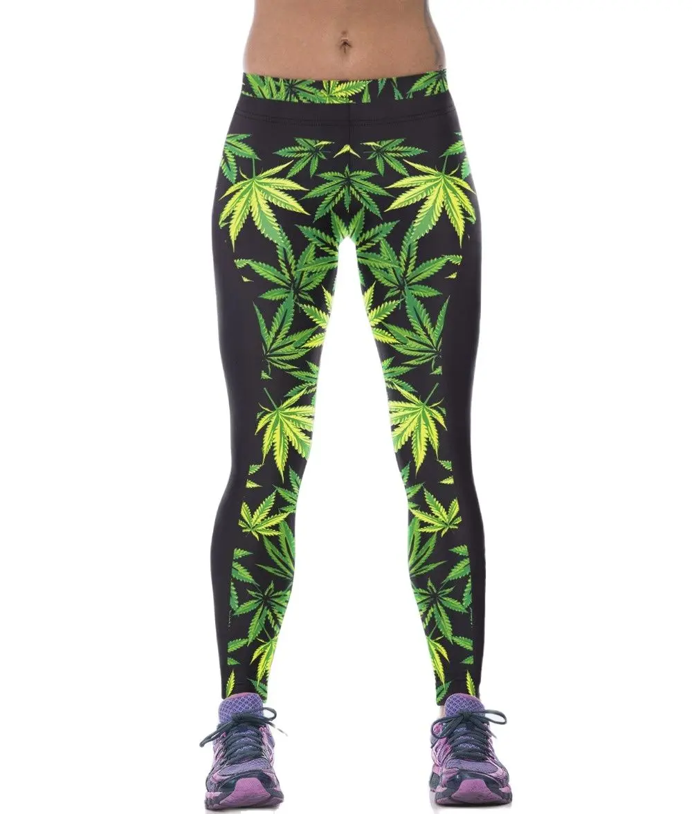 Новинка женские леггинсы для фитнеса большого размера с принтом в виде зеленых