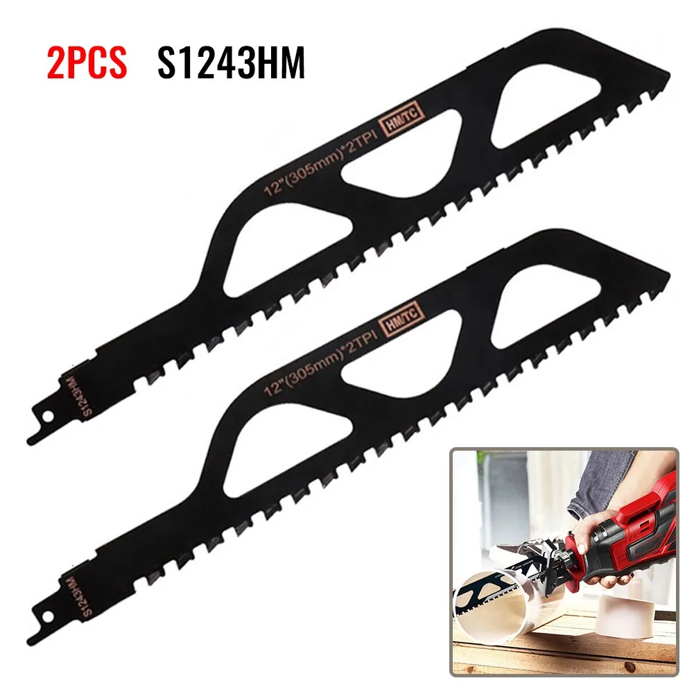 

2pcs Saber Saws Reciprocating Saw Blade For Cutting Porous Concrete Red Brick Stone Masonry Saber Carbide Saw Blade S1243HM