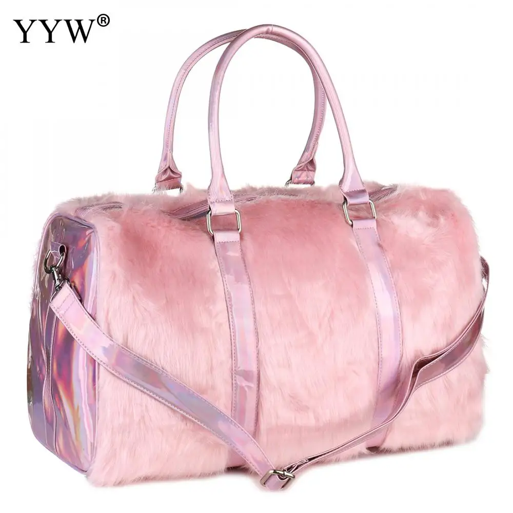 

Pink Travel Duffel Bags Women Overnight Weekend Traveling Bag Casual Foldable Ladies Handbag Large Capacity Light Luggage Bags