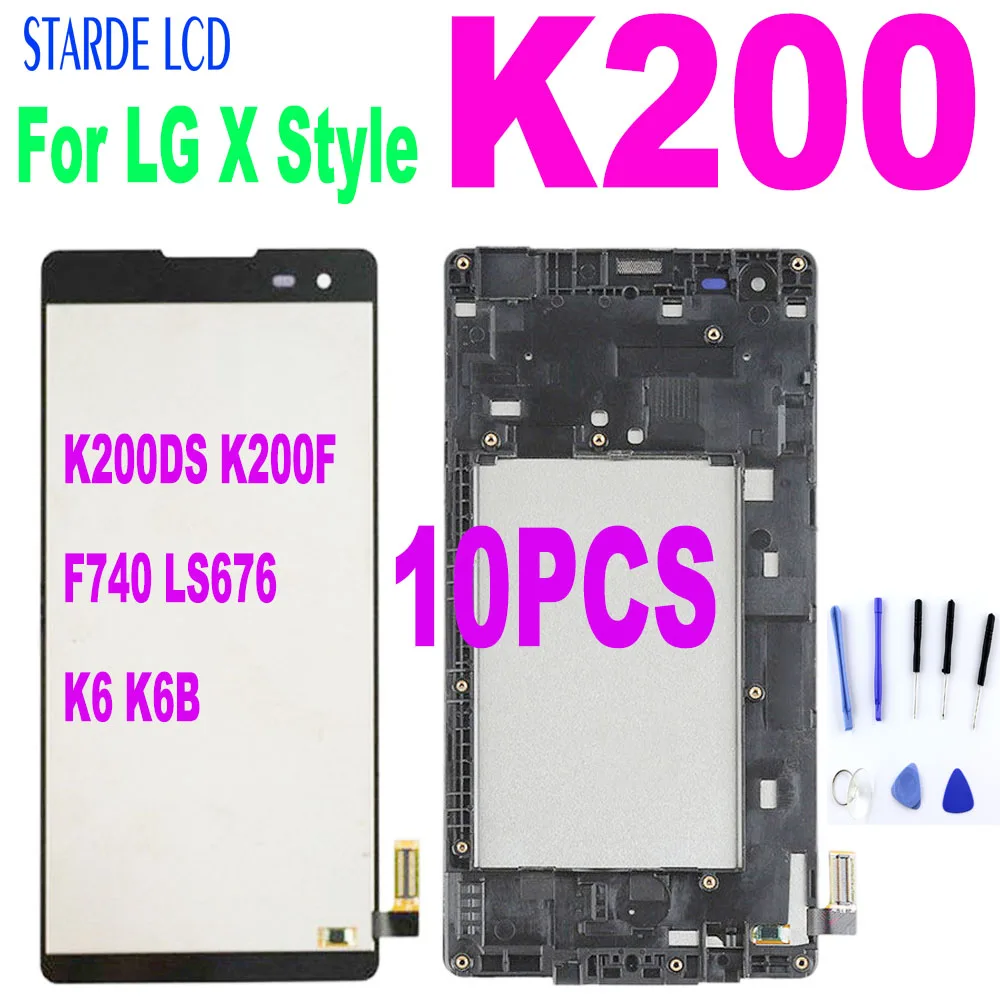 

10PCS 5.0" For LG X Style K200 K200DS K200F F740 LS676 LCD Display Touch Screen Digitizer Assembly with Frame K6B K6 LCD